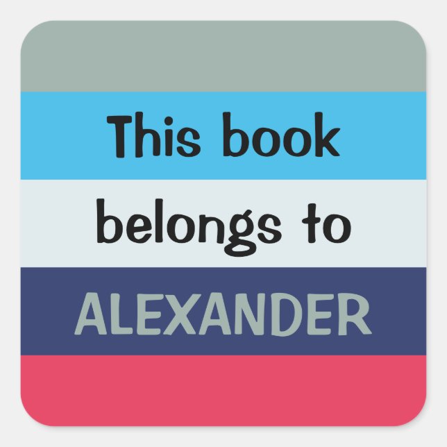 Blue And Burgundy Stripes Square Sticker (Front)