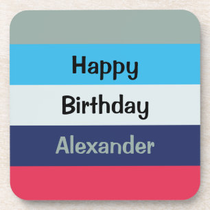 Blue And Burgundy Text Template Beverage Coaster