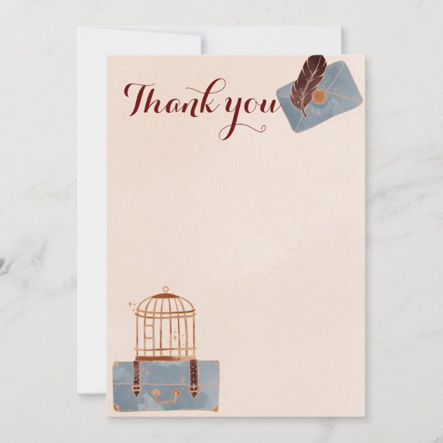 Blue and Burgundy Travel  Thank You Card (Front)