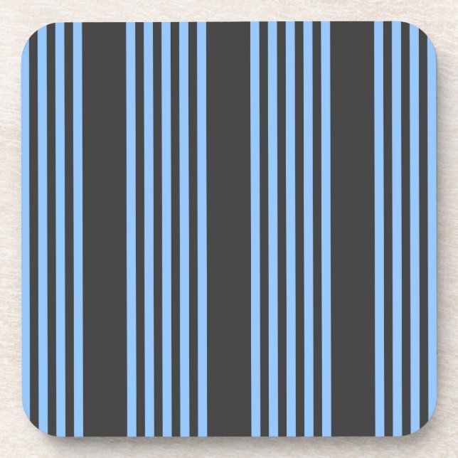 Blue and charcoal five stripe pattern coaster (Front)