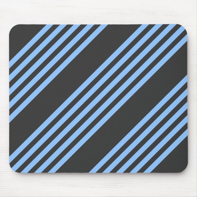Blue and charcoal five stripe pattern mouse pad (Front)