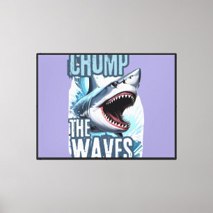 Blue and Charcoal Shark Wave Graffiti Bold Design Canvas Print