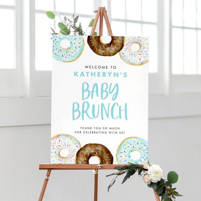 Blue and Chocolate Doughnuts Baby Brunch Welcome Poster (Creator Uploaded)