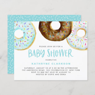 Blue and Chocolate Doughnuts Baby Shower Invitatio