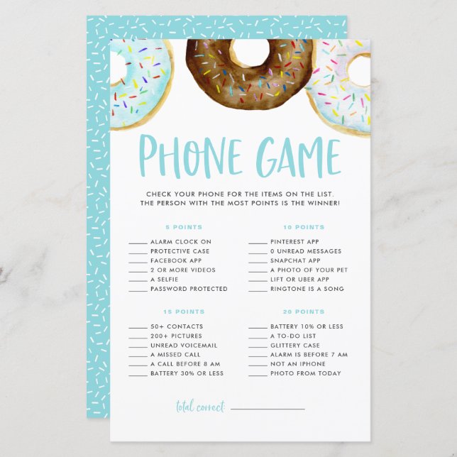 Blue and Chocolate Doughnuts Baby Shower Phone Gam (Front/Back)