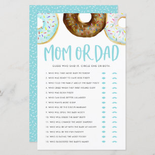Blue and Chocolate Doughnuts Mum or Dad Shower Gam