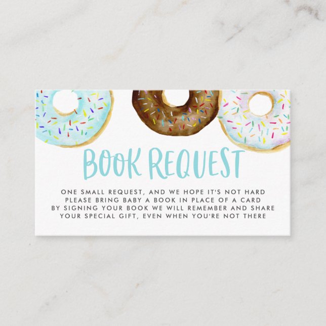 Blue and Chocolate Watercolor Doughnuts Book Reque Enclosure Card (Front)