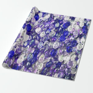 Blue and clear glass crystals ball wrapping paper