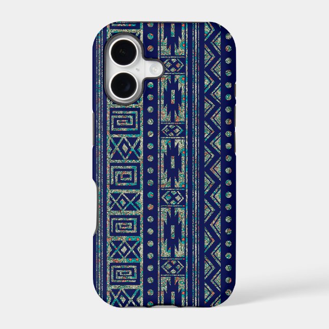 Blue And Colourful Tribal Geometric Pattern 2 (Back)