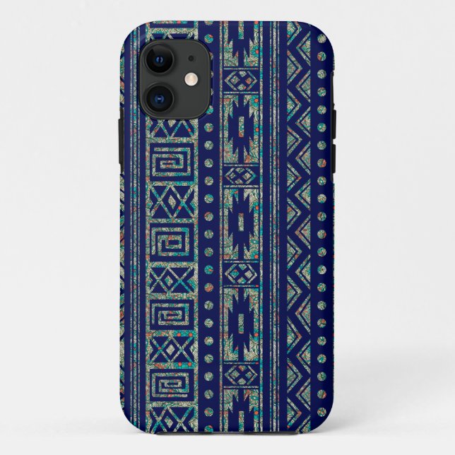 Blue And Colourful Tribal Geometric Pattern 2 Case-Mate iPhone Case (Back)