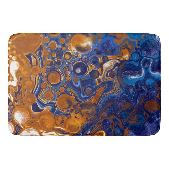 Blue and Copper Abstract Modern Art  Bath Mat (Front)