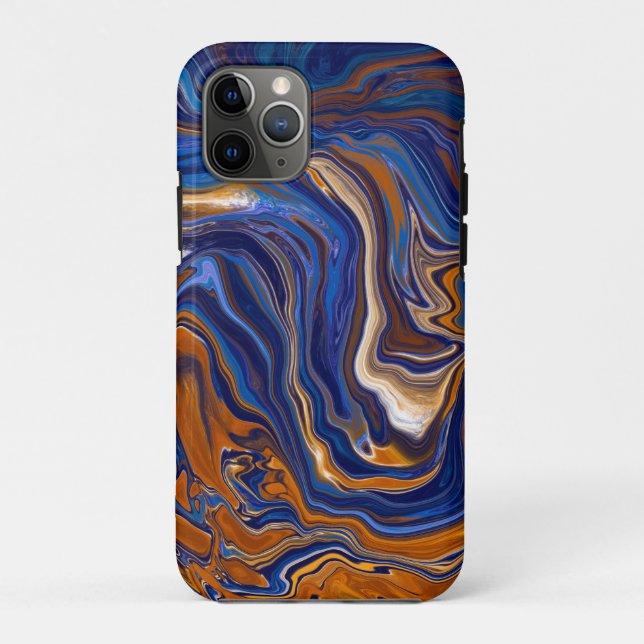 Blue and Copper Abstract Modern Art  Case-Mate iPhone Case (Back)