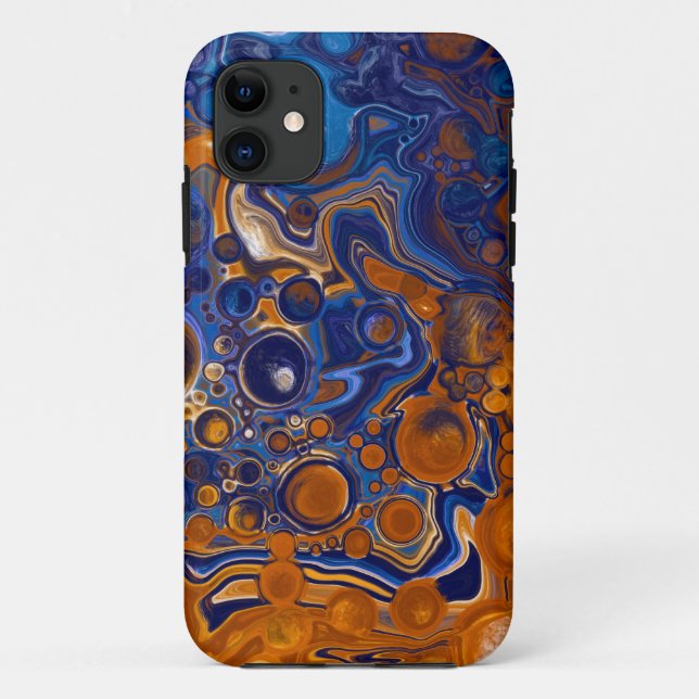 Blue and Copper Abstract Modern Art  Case-Mate iPhone Case (Back)