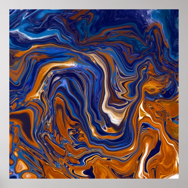 Blue and Copper Marble Poster (Front)
