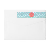 Blue and Coral Chevron with Custom Monogram