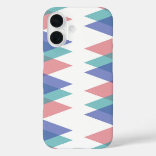 Blue and coral triangles iPhone 16 case