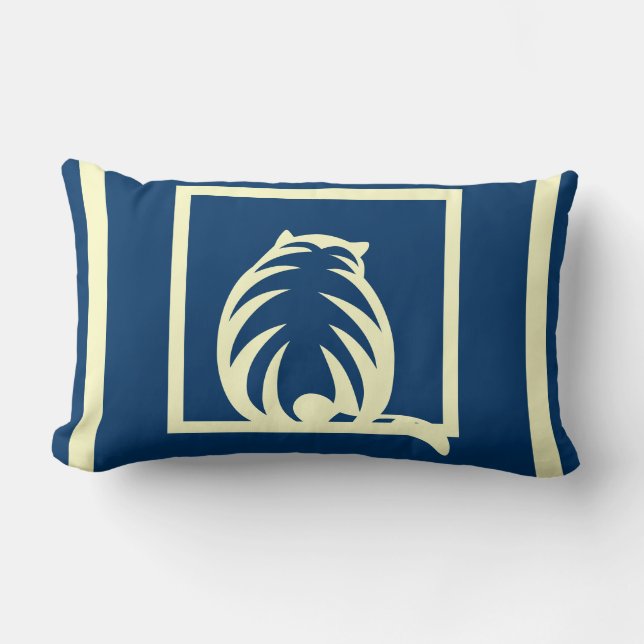 blue and cream CATS  modern  pillow (Front)