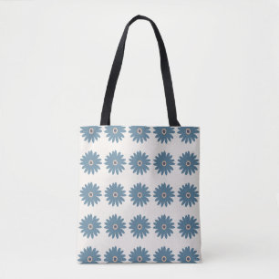 Blue And Cream Daisy Tote Bag