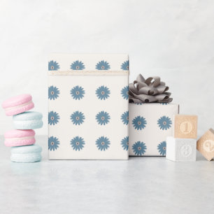 Blue And Cream Daisy Wrapping Paper