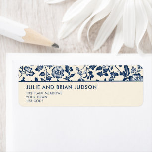 Blue and cream Delft Floral Border return address Label