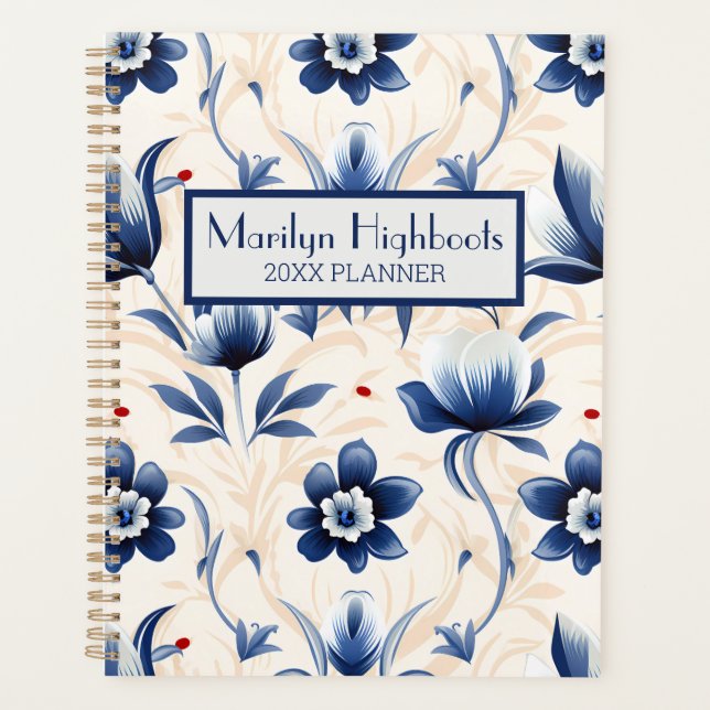 Blue and Cream French Inspired Planner (Front)