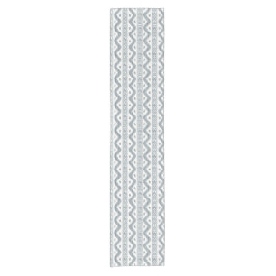 Blue and Cream Ikat, Banded Woven Stripe Short Table Runner