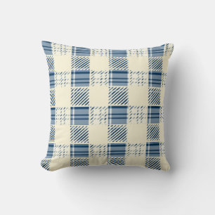 Blue and Cream Plaid  Cushion