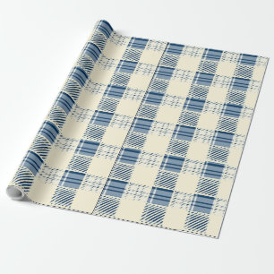 Blue and Cream Plaid Wrapping Paper