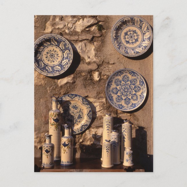 Blue and Cream Pottery Umbria Poster Postcard (Front)