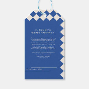 Blue and Cream Retro Bold Love & Thanks Wedding Gift Tags