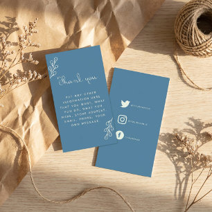 Blue and cream thank you, social links enclosure