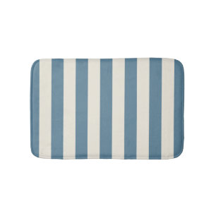 Blue And Cream Vertical Stripes Bath Mat