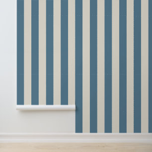 Blue And Cream Vertical Stripes Wallpaper