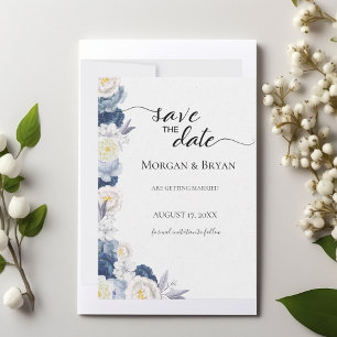 Blue and Cream Watercolor Save-the-Date Invitation