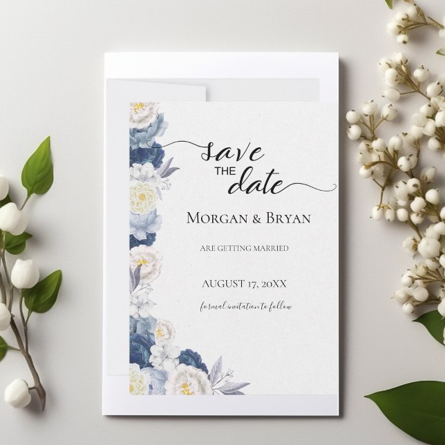 Blue and Cream Watercolor Save-the-Date Invitation (Creator Uploaded)