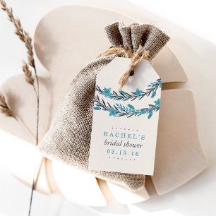 Blue and Cream Winter Floral Bridal Shower Favour Gift Tags