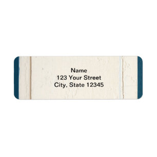 Blue and Cream Wood Panel Return Address Label
