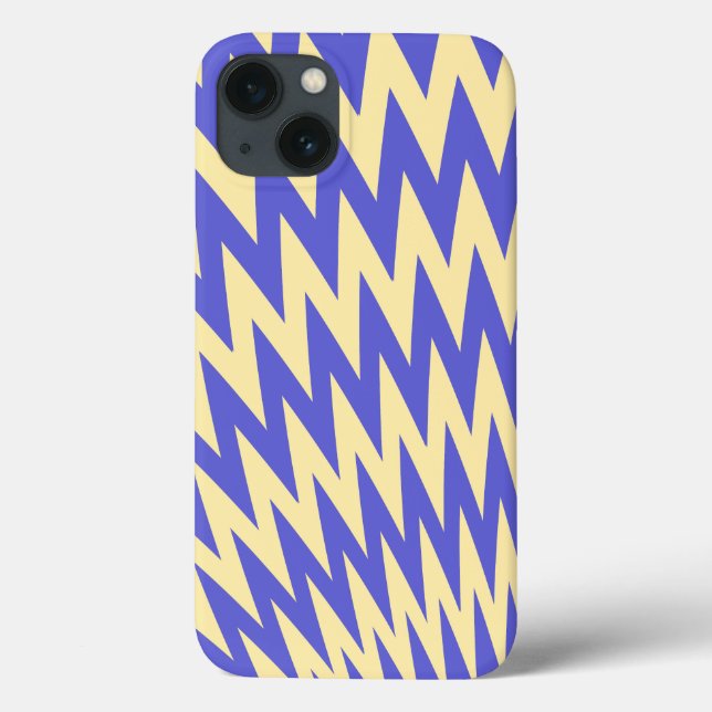 Blue and Cream Zigzag Chevron Pattern Case-Mate iPhone Case (Back)
