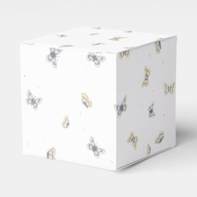 Blue and Crème Butterflies Charming Garden Fauna Favour Box (Front Side)