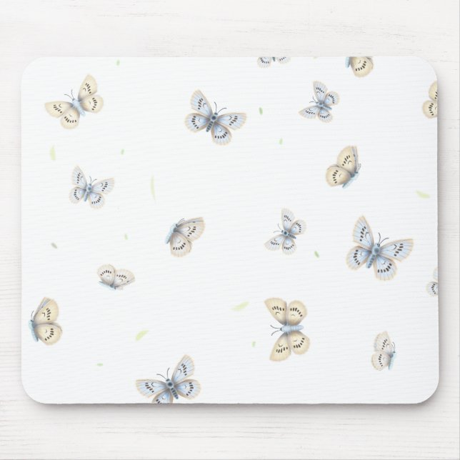 Blue and Crème Butterflies Charming Garden Fauna Mouse Pad (Front)