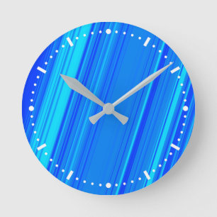 Blue and Cyan Lines Pattern Wall Clock