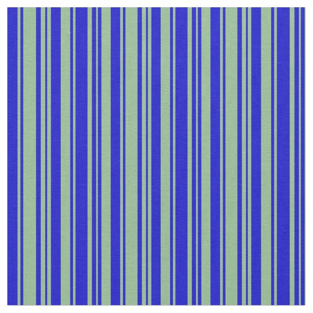 Blue and Dark Sea Green Coloured Stripes Pattern Fabric (Close Up)