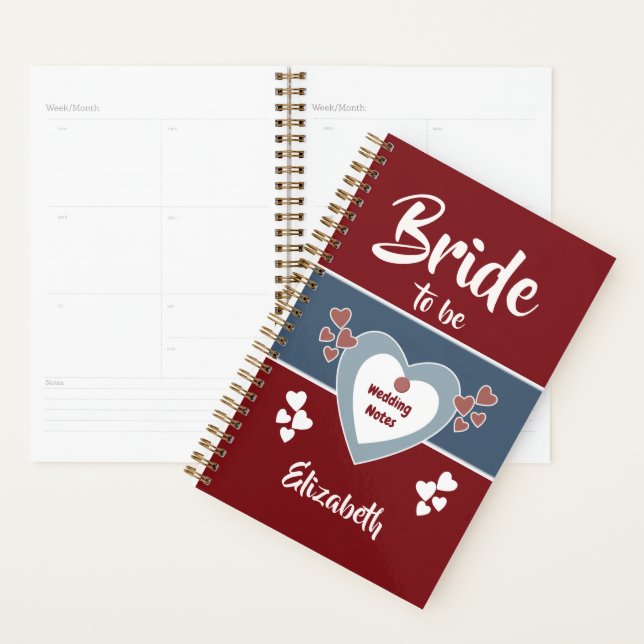 Blue and deep red Bride to be Wedding notes Planner (Display)