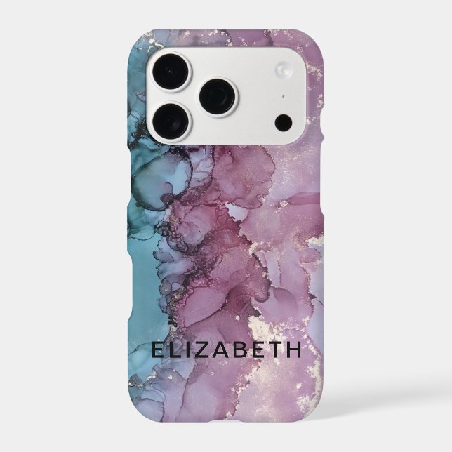 blue and dusty pink gold marble personalized  (Back)