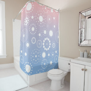 Blue And Dusty Rose Back & Abstract Stars Pattern Shower Curtain