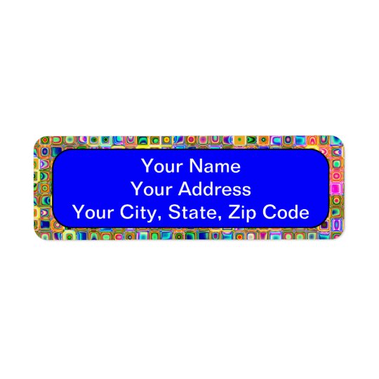 Blue And Earth Tones 'Fireflies' Tiles Pattern Return Address Label