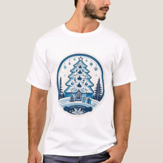 Blue And Ehite Christmas T-Shirt
