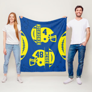 Blue and Fellow Football Game Day Fleece Blanket
