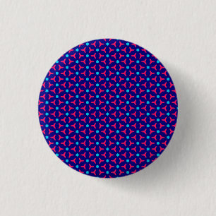 Blue and Fuchsia Pattern Pin Button