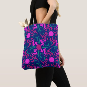 Blue and Fuchsia Pink Star Seamless Vector Pattern Tote Bag
